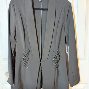 NWT BOLD elements Black Sz L Blazer with Lace-Up Detail AW
